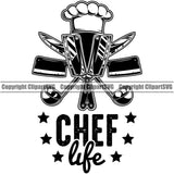 Chef Cook Cooking Cooker BBQ Barbecue Chef Life Accessories Black Color White Background Design Element Grill Food Restaurant Kitchen Cuisine Culinary Gourmet Design Logo Clipart SVG