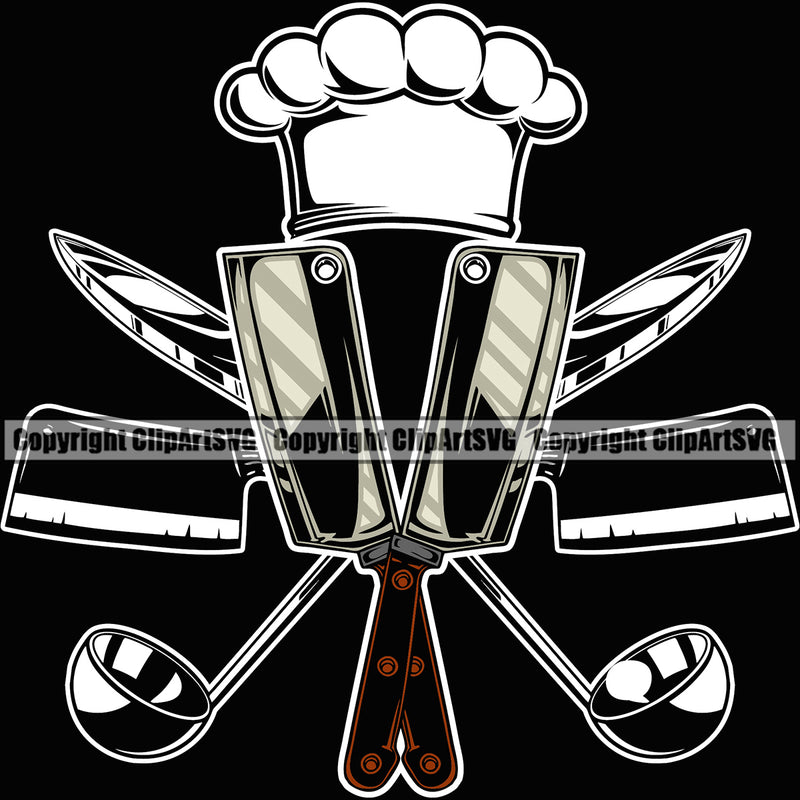 Chef Cook Cooking Cooker BBQ Barbecue Grill Food Restaurant Kitchen Cuisine Accessories Black Background Chef Life Design Element Culinary Gourmet Design Logo Clipart SVG