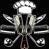 Chef Cook Cooking Cooker BBQ Barbecue Grill Food Restaurant Kitchen Cuisine Accessories Black Background Chef Life Design Element Culinary Gourmet Design Logo Clipart SVG
