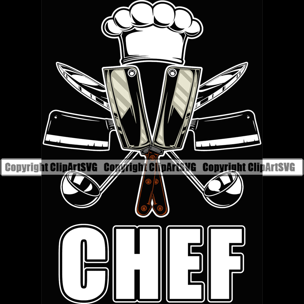 Chef Cook Cooking Cooker BBQ Barbecue Grill Food Chef Life Black Background Design Element Restaurant Kitchen Cuisine Culinary Gourmet Design Logo Clipart SVG