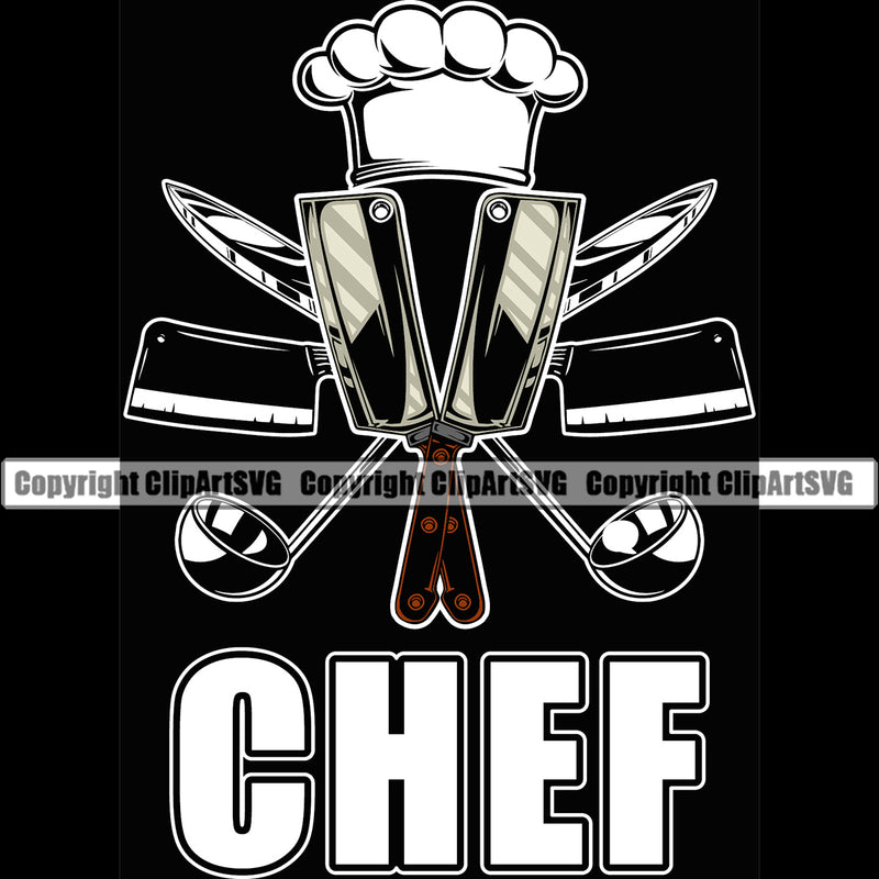 Chef Cook Cooking Cooker BBQ Barbecue Grill Food Chef Life Black Background Design Element Restaurant Kitchen Cuisine Culinary Gourmet Design Logo Clipart SVG
