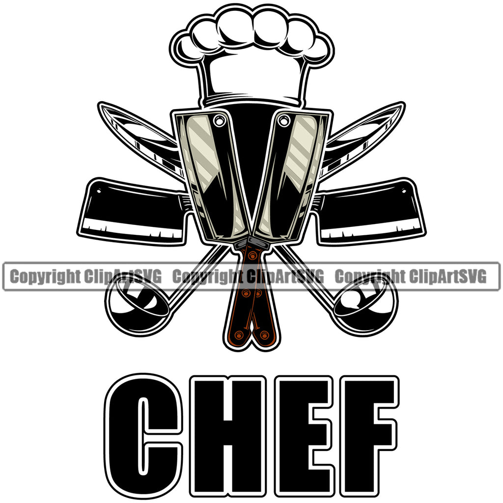 Chef Cook Cooking Cooker BBQ Barbecue Accessories With Chef Quote Text Design Element Grill Food Restaurant Kitchen Cuisine Culinary Gourmet Design Logo Clipart SVG