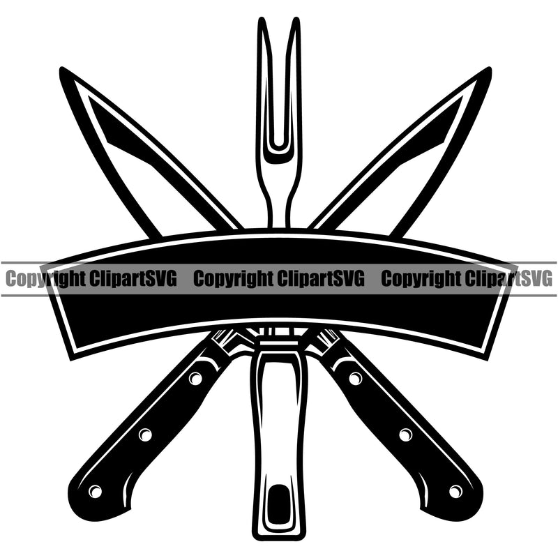 Chef Cook Cooking Cooker BBQ Barbecue Grill Knife Black Color Design Element Food Restaurant Kitchen Cuisine Culinary Gourmet Design Logo Clipart SVG