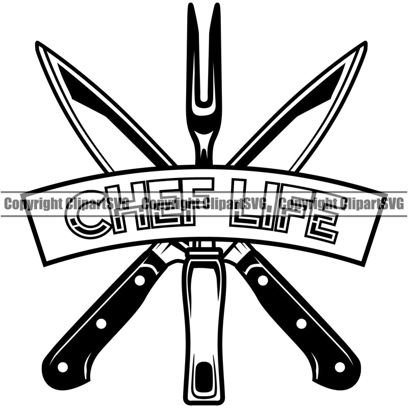 Chef Cook Cooking Cooker BBQ Barbecue Grill Food Knife White Background Design Element Restaurant Kitchen Cuisine Culinary Gourmet Design Logo Clipart SVG