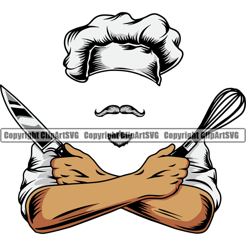 Chef Cook Cooking Cooker BBQ Barbecue Grill Food Chef Color Arms White Background Design Element Restaurant Kitchen Cuisine Culinary Gourmet Design Logo Clipart SVG