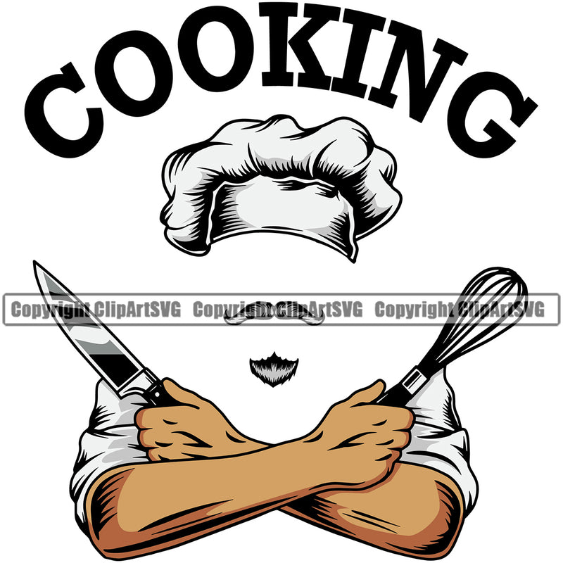 Chef Cook Cooking Cooker BBQ Barbecue Grill Food Chef Color Arms Cooking Quote Text Design Element Restaurant Kitchen Cuisine Culinary Gourmet Design Logo Clipart SVG