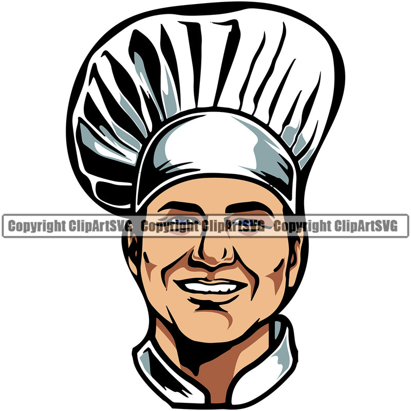 Chef Cook Cooking Cooker BBQ Barbecue Grill Food Chef Man Face Smile Face White Background Design Element Restaurant Kitchen Cuisine Culinary Gourmet Design Logo Clipart SVG