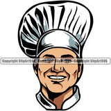 Chef Cook Cooking Cooker BBQ Barbecue Grill Food Chef Man Face Smile Face White Background Design Element Restaurant Kitchen Cuisine Culinary Gourmet Design Logo Clipart SVG