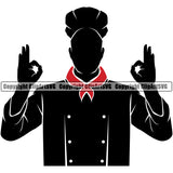 Chef Cook Cooking Cooker BBQ Barbecue Grill Food Silhouette Chef Scarf Red Color Design Element White Background Restaurant Kitchen Cuisine Culinary Gourmet Art Design Business Company Logo Clipart SVG