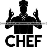 Chef Cook Cooking Cooker BBQ Barbecue Grill Food Silhouette With Chef Quote Text Black Color Design Element Restaurant Kitchen Cuisine Culinary Gourmet Art Design Business Company Logo Clipart SVG