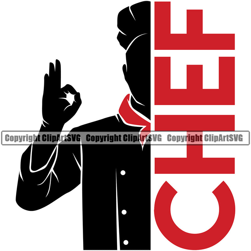 Chef Cook Cooking Cooker BBQ Barbecue Grill Food Restaurant Kitchen Silhouette Chef Red Color Quote Text Design Element Cuisine Culinary Gourmet Art Design Business Company Logo Clipart SVG