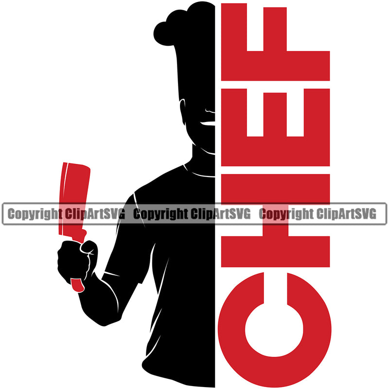 Chef Cook Cooking Cooker BBQ Barbecue Grill Food Red Color Chef Quote Text Silhouette Design Element Restaurant Kitchen Cuisine Culinary Gourmet Art Design Business Company Logo Clipart SVG