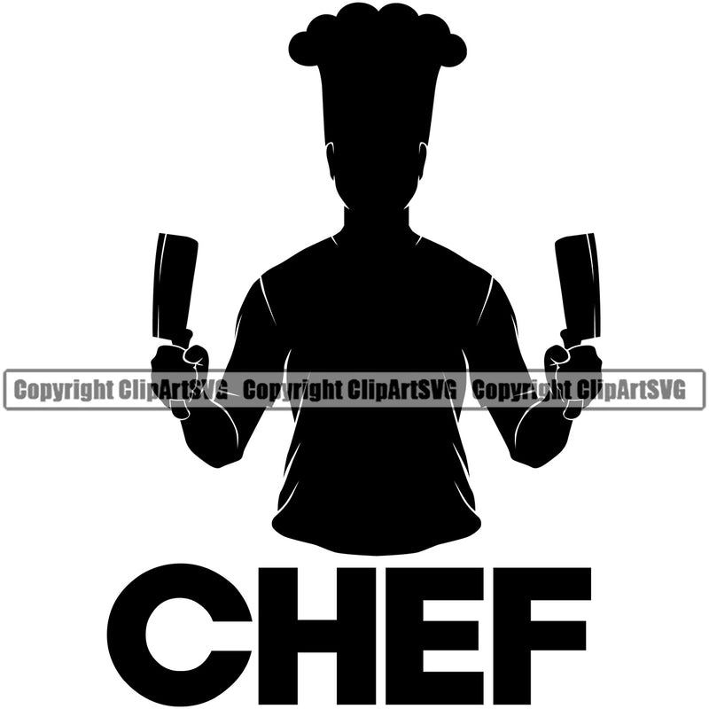 Chef Cook Cooking Cooker BBQ Barbecue Grill Food Silhouette Chef Quote Text White Background Design Element Restaurant Kitchen Cuisine Culinary Gourmet Art Design Business Company Logo Clipart SVG