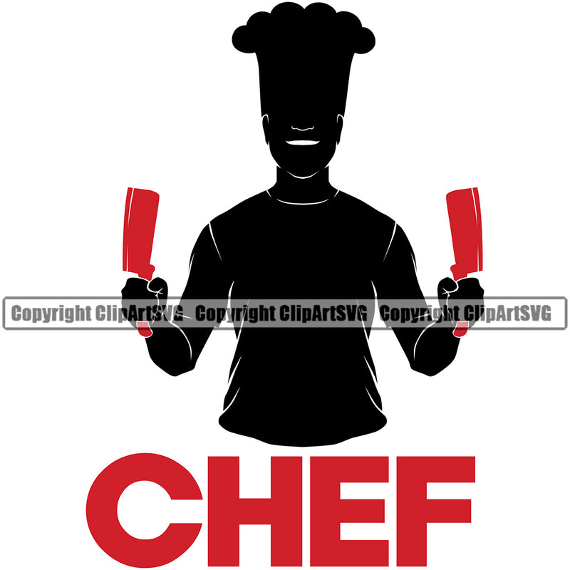 Chef Cook Cooking Cooker BBQ Barbecue Grill Food Restaurant Chef Hand Red Colo Knife Quote Text Design Element Silhouette Kitchen Cuisine Culinary Gourmet Art Design Business Company Logo Clipart SVG
