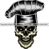 Chef Cook Cooking Cooker BBQ Barbecue Grill Food Restaurant Chef Color Skull Skeleton Hat Design Element White Background Kitchen Cuisine Culinary Gourmet Design Logo Clipart SVG