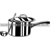Chef Cook Cooking Cooker BBQ Barbecue Grill Food Restaurant Kitchen Chef Soup Ladle Pot White Background Design Element Cuisine Culinary Gourmet Design Logo Clipart SVG