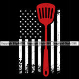 Chef Cook Cooking Cooker BBQ Barbecue Grill Food Restaurant Kitchen Chef USA Flag Spatula Red Color Design Element United State Flag Cuisine Culinary Gourmet Design Logo Clipart SVG