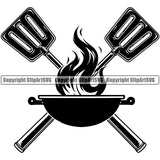Chef Cook Cooking Cooker BBQ Barbecue Grill Food Restaurant Kitchen Chef Utensil Spatula Vector Design Element White Background Cuisine Culinary Gourmet Design Logo Clipart SVG