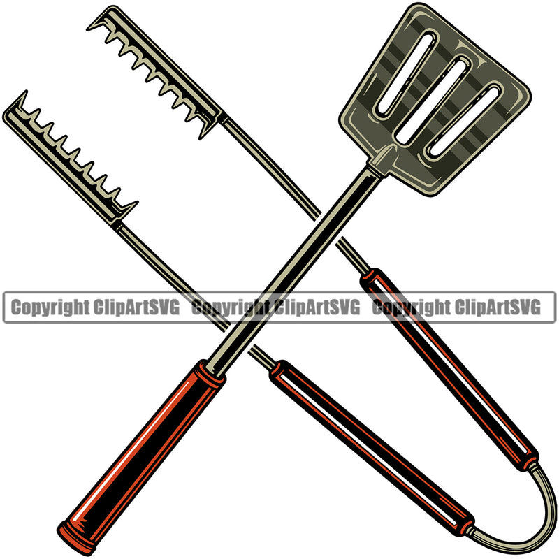 Chef Cook Cooking Cooker BBQ Barbecue Grill Food Restaurant Kitchen Chef Utensil Spatula Color Crossed Design Element Cuisine Culinary Gourmet Design Logo Clipart SVG