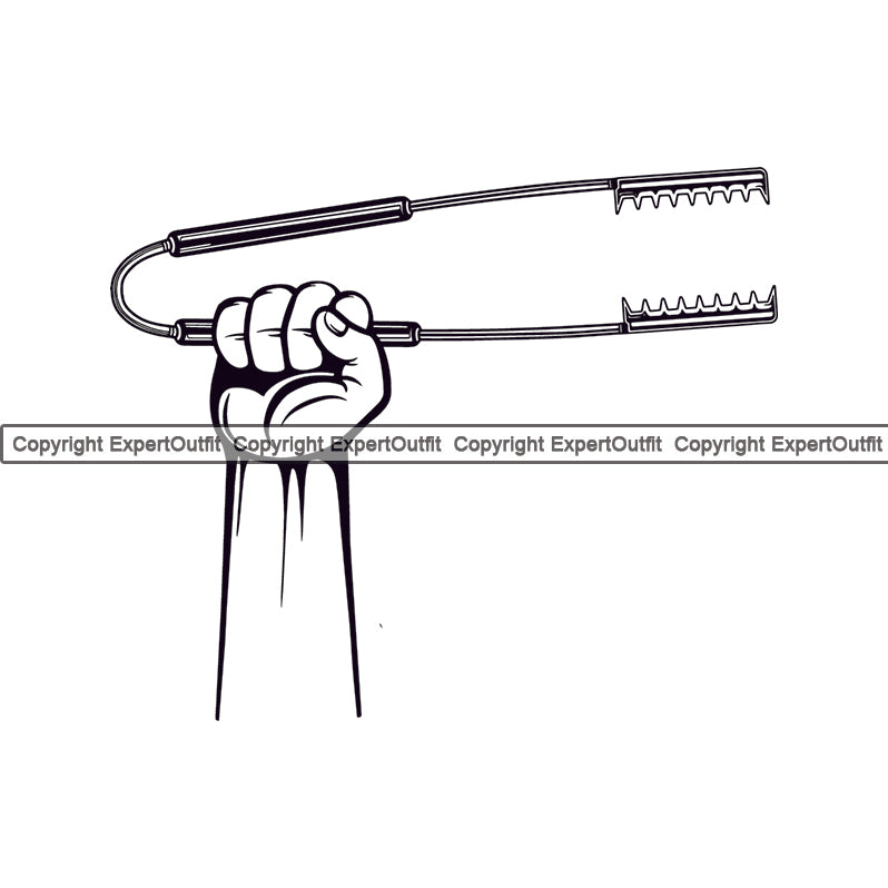 Chef Cook Cooking Cooker BBQ Barbecue Grill Food Restaurant Kitchen Chef Utensil Hand Holding Tongs Arms Hand Up Design Element White Background Cuisine Culinary Gourmet Design Logo Clipart SVG