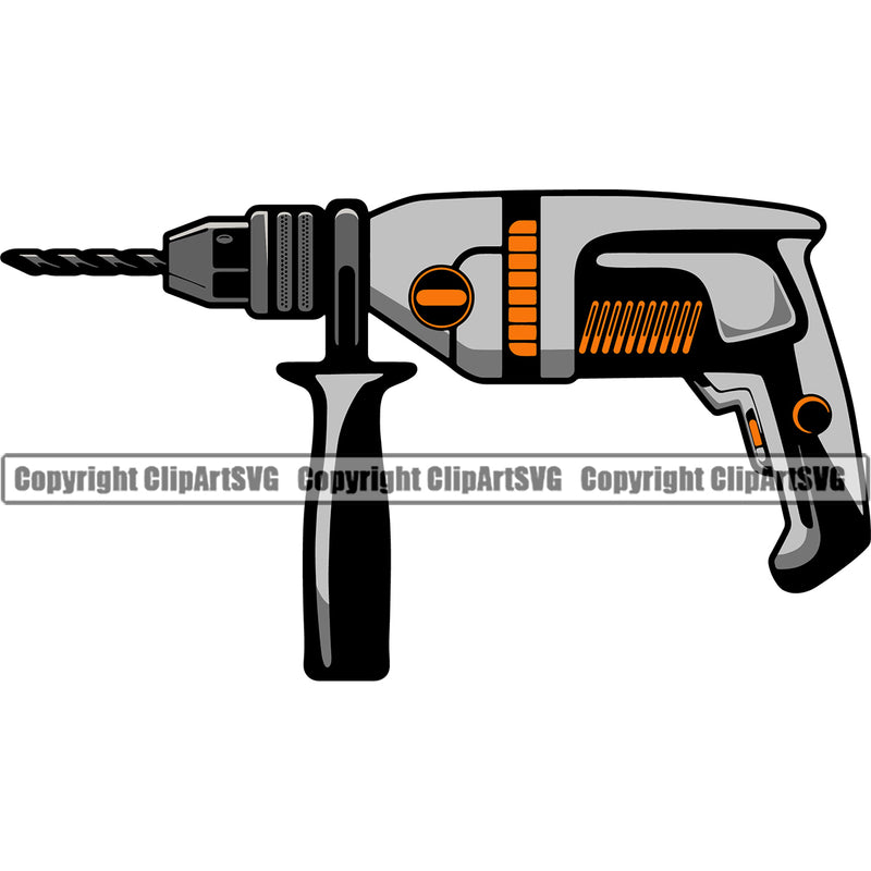 Construction Work Worker Building Contractor Builder Build Building Construction Power Impact Drill Color Design Element White Background Carpenter Business Company Job Design Logo Clipart SVG