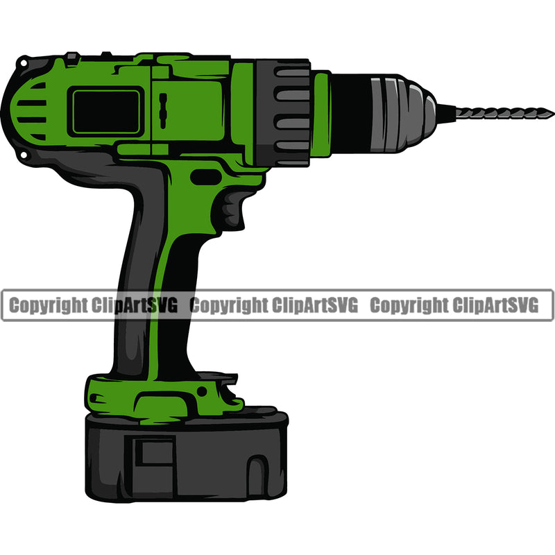 Construction Work Worker Building Contractor Builder Build Building Green Color Construction Drill Tool Design Element White Background Carpenter Business Company Job Design Logo Clipart SVG