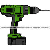 Construction Work Worker Building Contractor Builder Build Building Green Color Construction Drill Tool Design Element White Background Carpenter Business Company Job Design Logo Clipart SVG