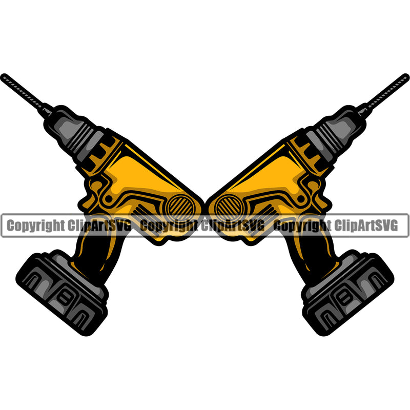 Construction Work Worker Building Contractor Builder Build Building Construction Drill Double Color Design Element Vector White Background Carpenter Business Company Job Design Logo Clipart SVG