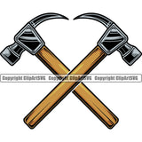 Construction Work Worker Building Contractor Builder Build Building Double Hammer Color Crossed White Background Design Element Carpenter Business Company Job Design Logo Clipart SVG