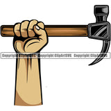 Construction Work Worker Building Contractor Builder Build Building White Caucasian American Hand Holding Hammer Design Element Carpenter Business Company Job Design Logo Clipart SVG