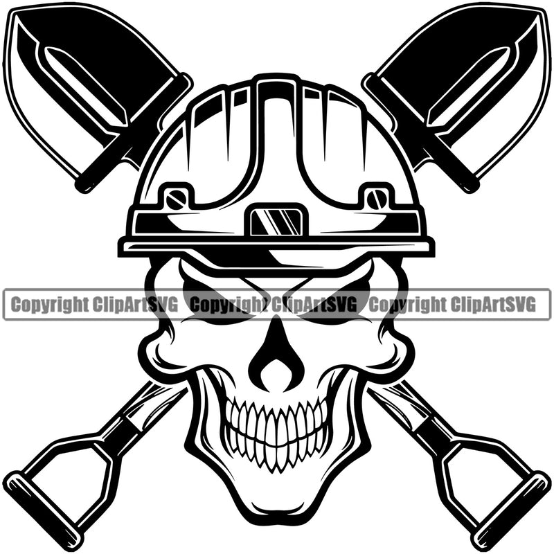 Construction Work Worker Building Construction Hobby Gardening Shovel Skull Head Vector Design Element Contractor Builder Build Building Carpenter Business Company Job Design Logo Clipart SVG