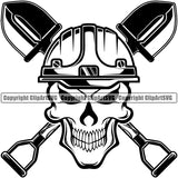 Construction Work Worker Building Construction Hobby Gardening Shovel Skull Head Vector Design Element Contractor Builder Build Building Carpenter Business Company Job Design Logo Clipart SVG