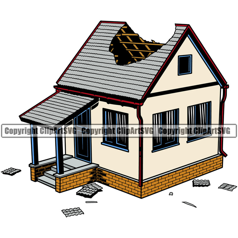 Construction Work Worker Building Contractor Builder Build Building Construction Home Repair Hurricane Tornado Damage House White Background Design Element Carpenter Business Company Job Design Logo Clipart SVG