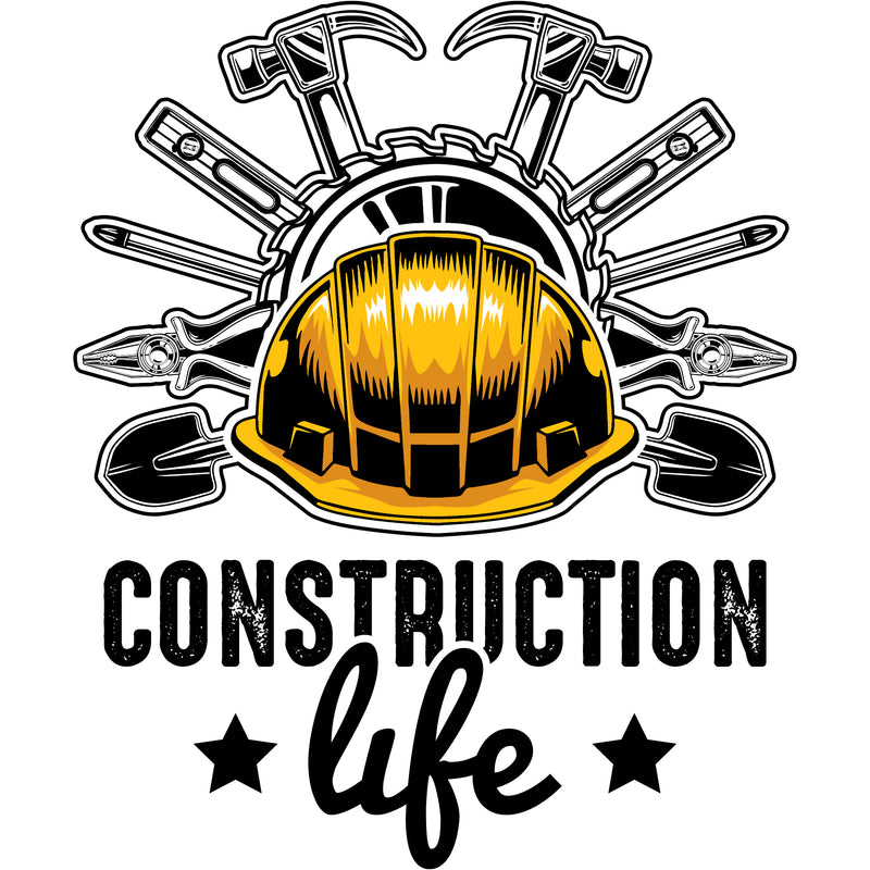 Construction Work Worker Building Contractor Helmet Hard Hat Hammer Pliers Screwdriver Builder Build Construction Life Quote Text White Background Design Element Building Carpenter Business Company Job Design Logo Clipart SVG