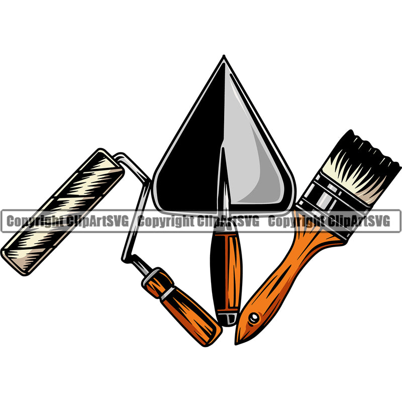 Construction Work Worker Building Contractor Builder Build Building Carpenter Mason Masonry Tools Repair Color Design Element White Background Business Company Job Design Logo Clipart SVG