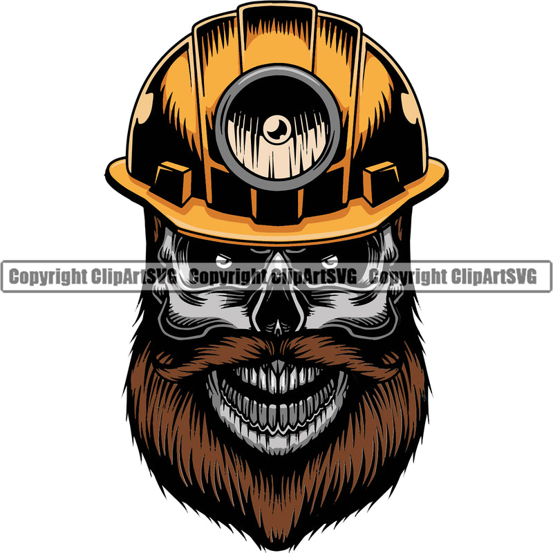 Mining Miner Mining Dig Digging Coal Rock Tool Skull Skeleton Color Helmet Design Element White Background Repair Service Business Company Design Logo Clipart SVG