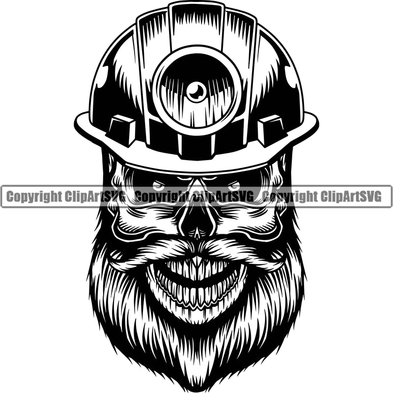 Mining Miner Mining Dig Digging Coal Rock Tool Skull Skeleton Helmet Vector Design Element White Background Repair Service Business Company Design Logo Clipart SVG