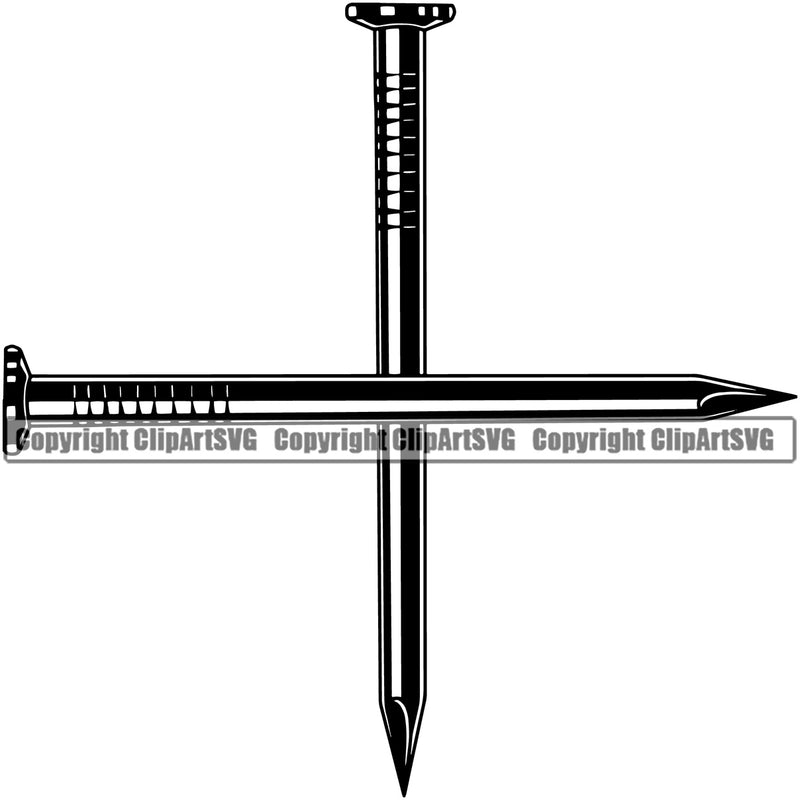 Construction Work Worker Building Contractor Builder Build Building Nail Crossed Black Color Design Element White Background Carpenter Business Company Job Design Logo Clipart SVG