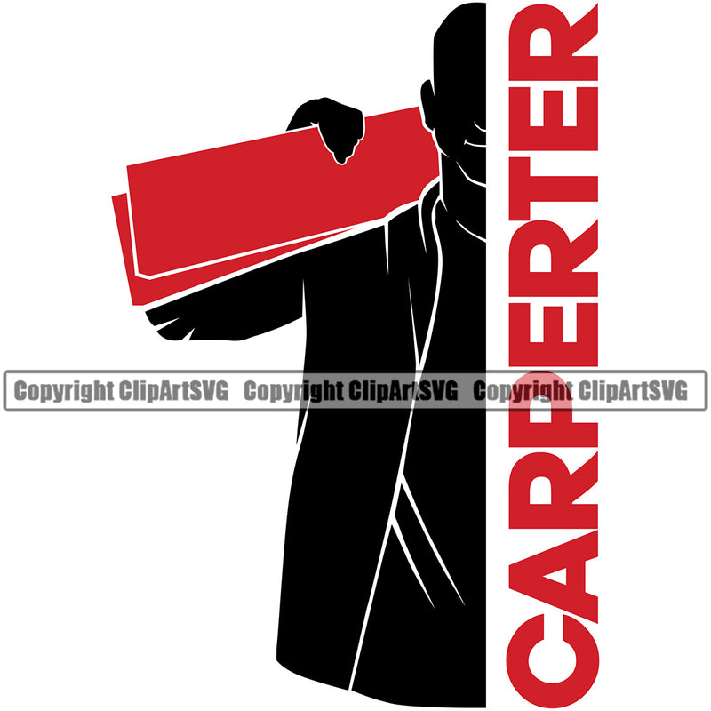 Construction Work Worker Building Contractor Builder Build Building Carperter Red Color Quote Text Design Element Silhouette White Background Carpenter Business Company Job Design Logo Clipart SVG