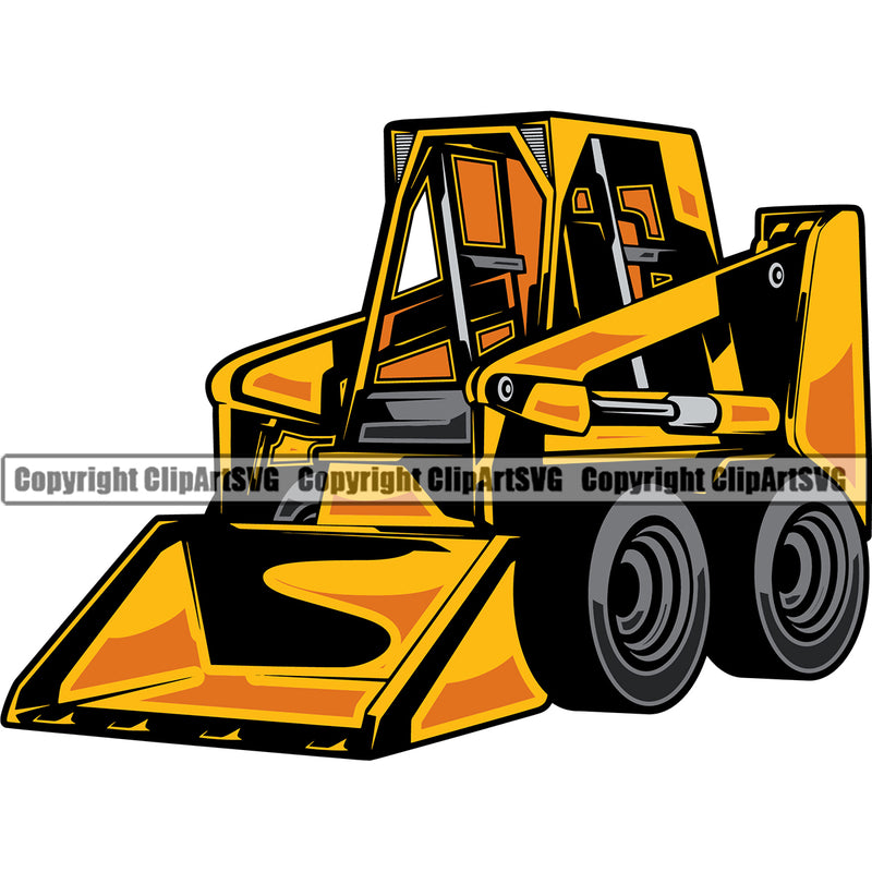 Construction Work Worker Building Contractor Builder Build Building Construction Skid Steer Loader Yellow Color White Background Design Element Carpenter Business Company Job Design Logo Clipart SVG