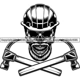 Construction Work Worker Building Contractor Builder Build Skull Skelton Head Crossed Arms Hammer Design Element White Background Carpenter Business Company Job Design Logo Clipart SVG