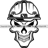 Construction Work Worker Building Contractor Builder Build Building Skull Skeleton Head Hard Hat Helmet Design Element Carpenter Business Company Job Design Logo Clipart SVG