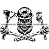 Plumbing Pipe Repair Plumber Plumb Service House Home Fix Sink Skull Skeleton Cross Arms Holding Tool Hand White Background Repair Service Business Company Design Logo Clipart SVG