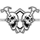 Construction Work Worker Building Contractor Builder Build Building Carpenter Skull Skeleton Head Hole Break Hammer White Background Design Element Business Company Job Design Logo Clipart SVG