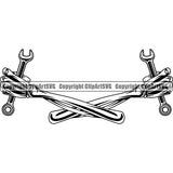 Construction Work Worker Building Contractor Builder Build Building Construction Skull Hand Crossed Holding Tool Wrench Design Element Carpenter Business Company Job Design Logo Clipart SVG