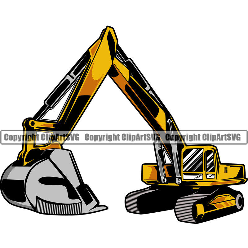 Construction Machine Machinery Work Worker Building Contractor Builder Build Construction Vehicle Excavator Color Design Element White Background Building Carpenter Business Company Job Design Logo Clipart SVG