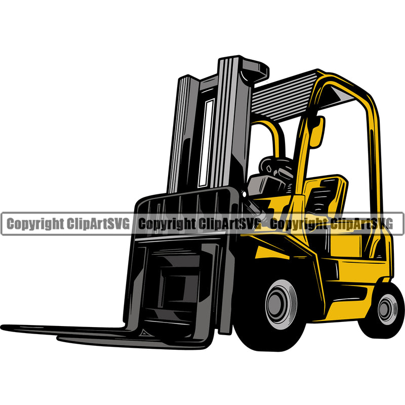Construction Machine Machinery Work Worker Building Contractor Builder Build Building Vehicle Forklift Color Design Element White Background Carpenter Business Company Job Design Logo Clipart SVG