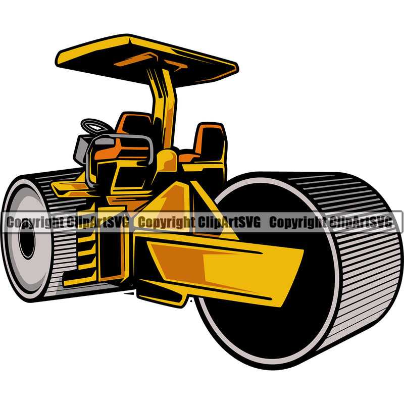 Construction Machine Machinery Work Worker Building Contractor Builder Vehicle Steam Roller Color Design Element White Background Build Building Carpenter Business Company Job Design Logo Clipart SVG