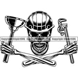 Plumbing Pipe Repair Plumber Plumb Service House Home Fix Sink Skull Skeleton Smile Face Crossed Arms Holding Tool White Background Design Element Repair Service Business Company Design Logo Clipart SVG