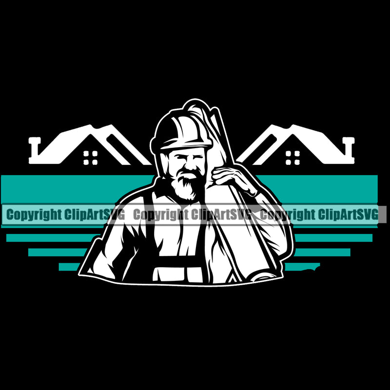 Construction Work Worker Building Contractor Builder Build Construction Worker Color Design Element Black Background Building Carpenter Business Company Job Design Logo Clipart SVG
